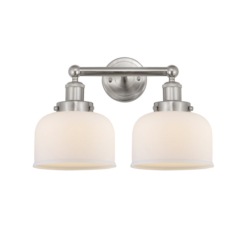 Éclairage pour meuble-lavabo à 2 lumières à intensité variable Arlester, Blanc mat, Nickel satiné brossé