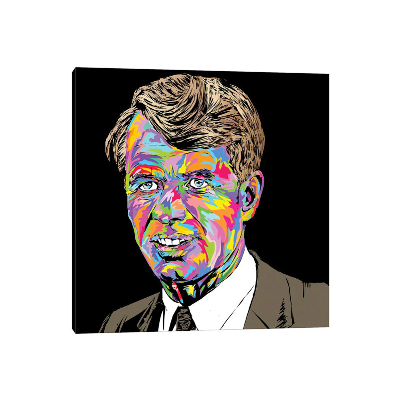 Robert Kennedy par Technodrome1 - impression d'art graphique, Pas de tapis, Toile tendue, H 12 po x l 12 po x P 0,75 po