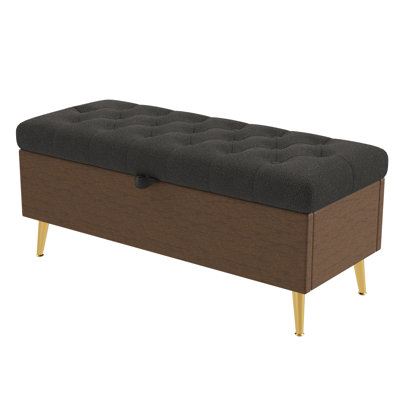 Modern Storage Ottoman Bench Upholstered Bedroom Bench Entryway Storage Ottoman Tufted Ottoman Bench for Living Room, Bedroom and Entryway, Grey