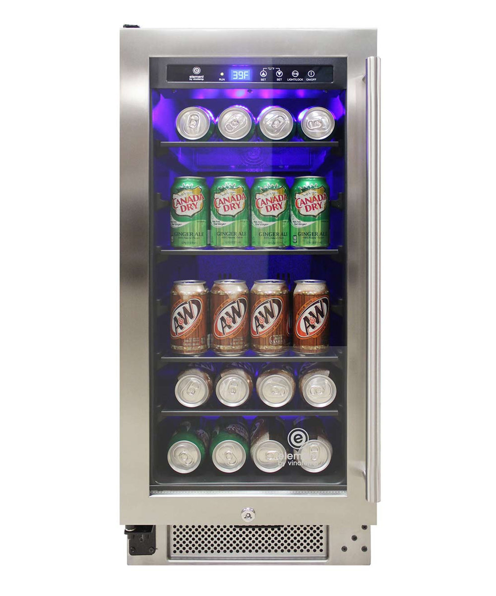 Vinotemp 15'' W Convertible 68 Cans (12 oz.) 2.9 Cubic Feet Beverage Cooler with Glass Door — FIN-0017555 | Fridge.com