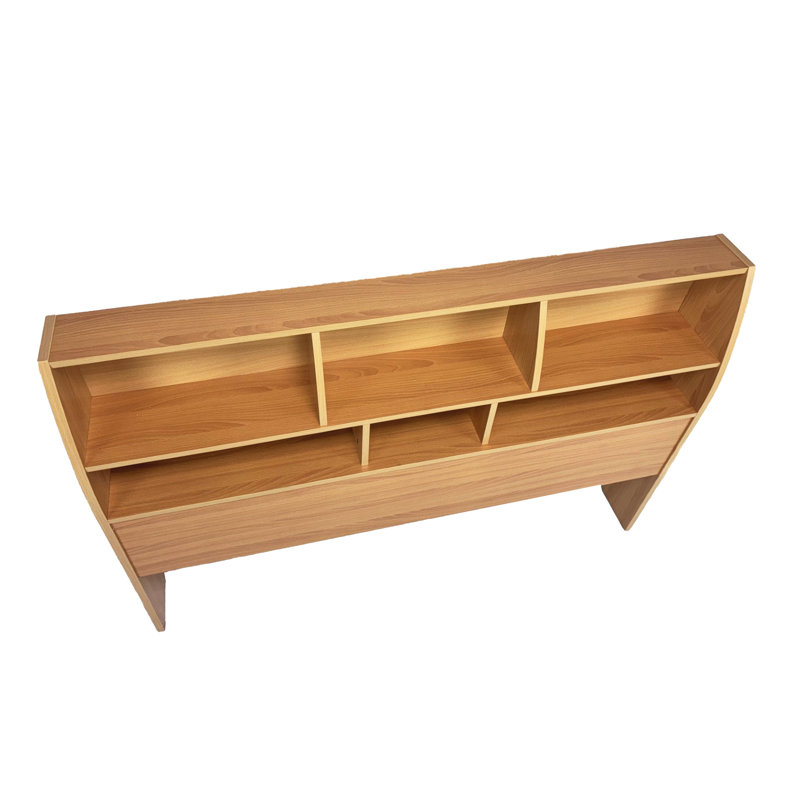 Bibliothèque avec tête de lit double à deux tablettes et cinq pieds en hêtre avec pieds courbés pour plus de style et de rangement