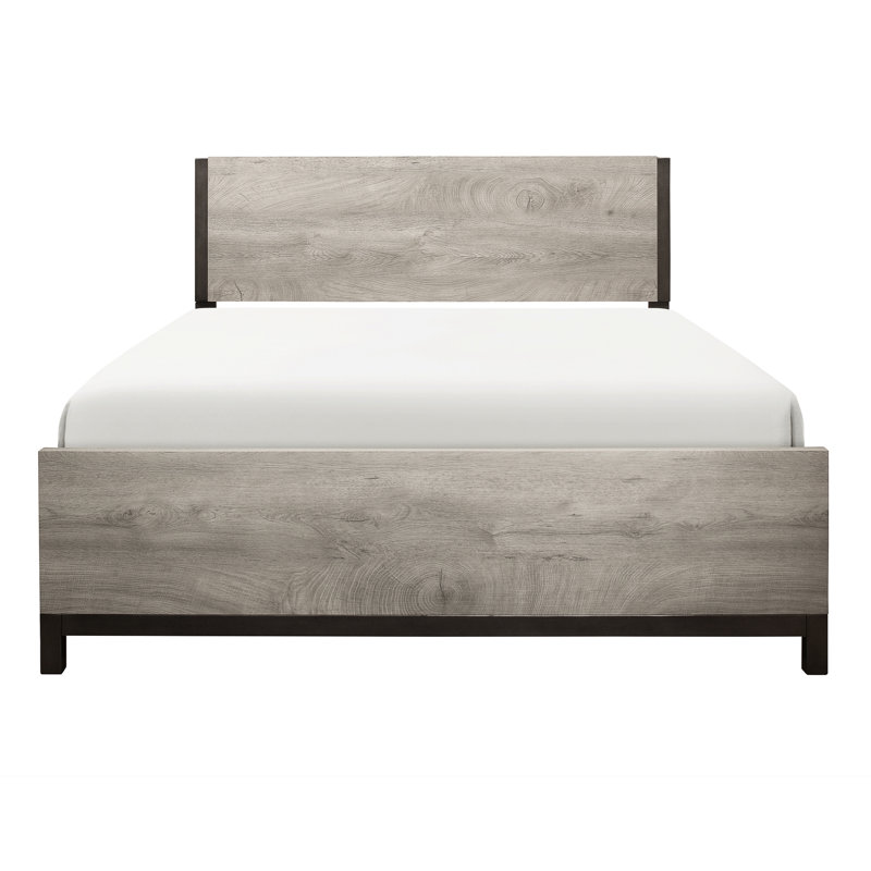Lit gris attrayant et grand lit en bois