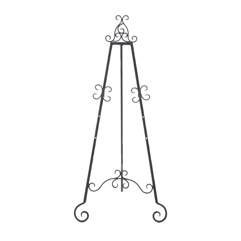 Opalo Metal Large Free Standing Adjustable Display Stand Scroll Easel with Chain Support, 46" H x 22" W x 21" D, Black