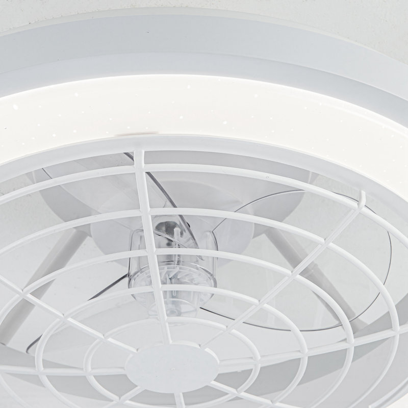 Humiston 20" 3 - Blade Enclosed Low Profile Caged with LED Lights, Dimmable LED Ceiling Fan Bladeless with Remote Control