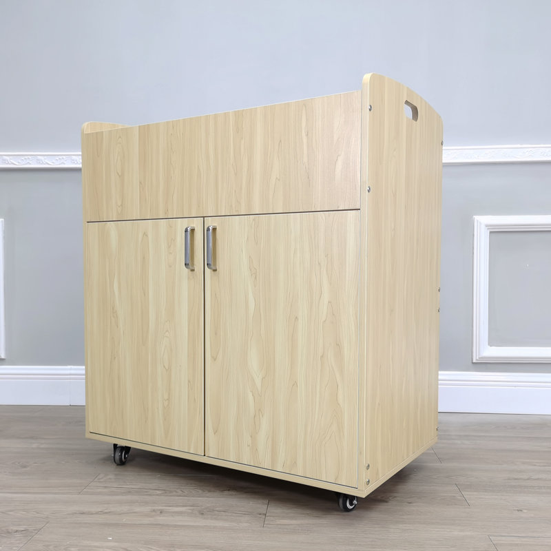 Children Infant Changing Table with Pad, Wooden Changing Table, Natural, Optiona Install Castors