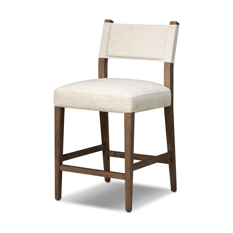 Tabouret Lorretta, Ambre cendré, Mélange de polyester Crypton Nomad Snow, Tabouret de comptoir (siège d'une hauteur de 25,9