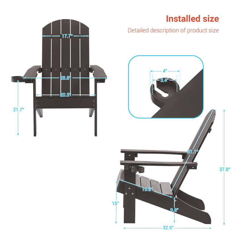 Berni Outdoor Adirondack Chair, Coffee