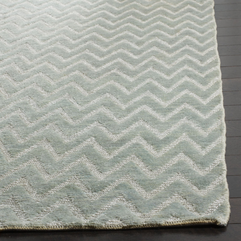 Santa Fe Hand-Knotted Wool Gray/Green Area Rug, Rectangle 2' x 3'