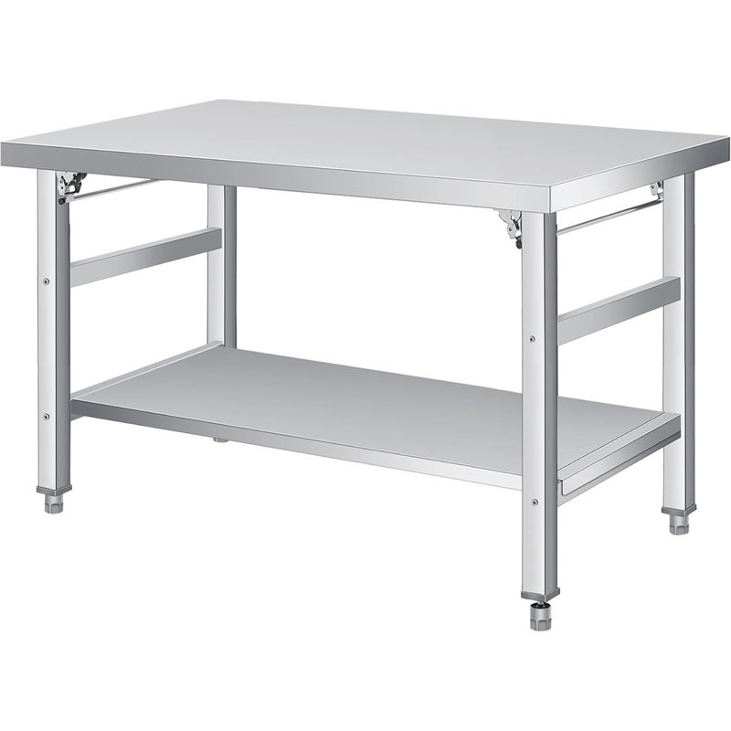 Table pliante en acier inoxydable, table de travail NSF 920LB avec tablette inférieure pour la cuisine