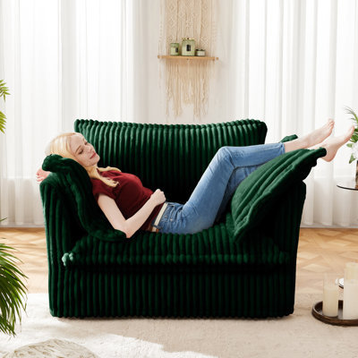 Luxurious Armchair With Deep Seat And Corduroy Couch Soft Cushions Breathable Fabric