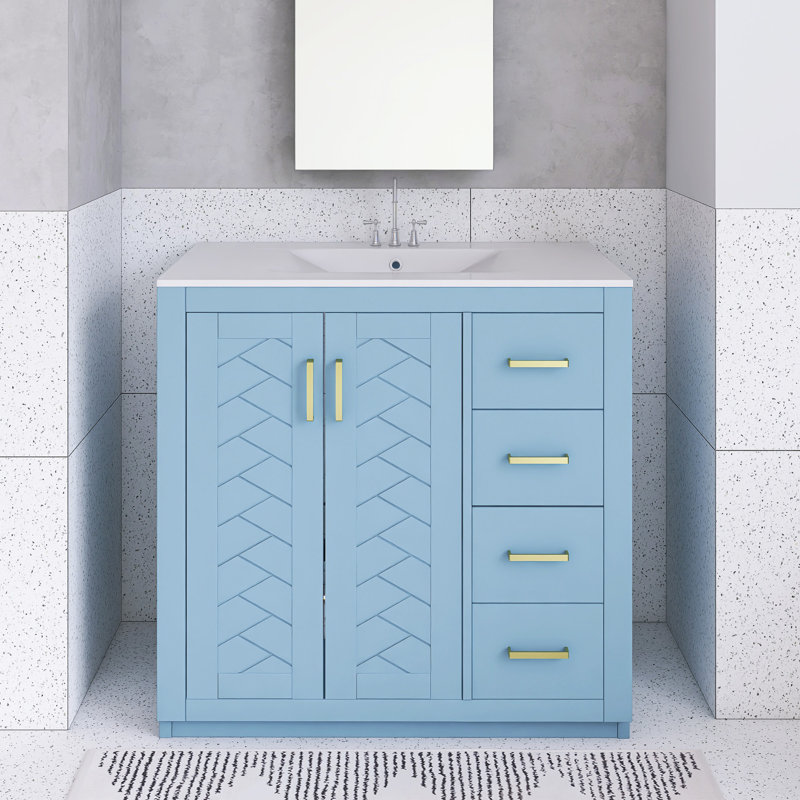 Meuble-lavabo 36 po avec lavabo en céramique, Noir
