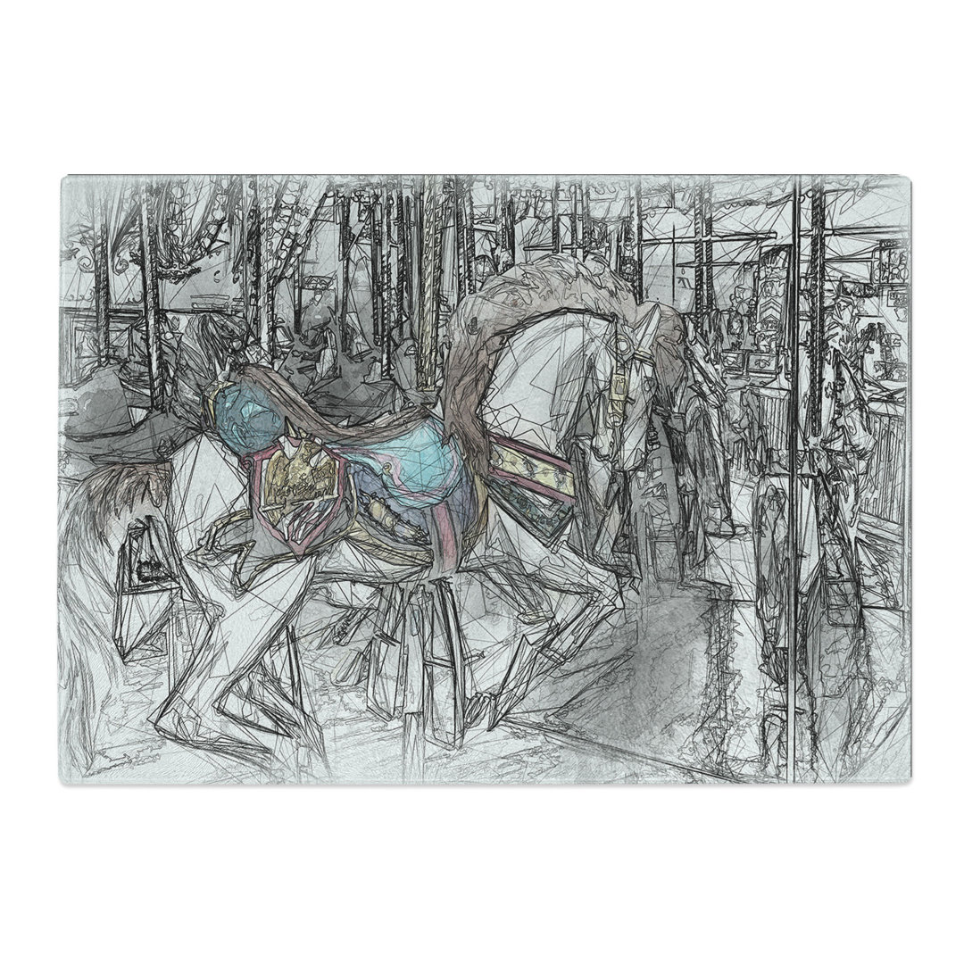 Tempered Glass Carousel Horse Chopping Board