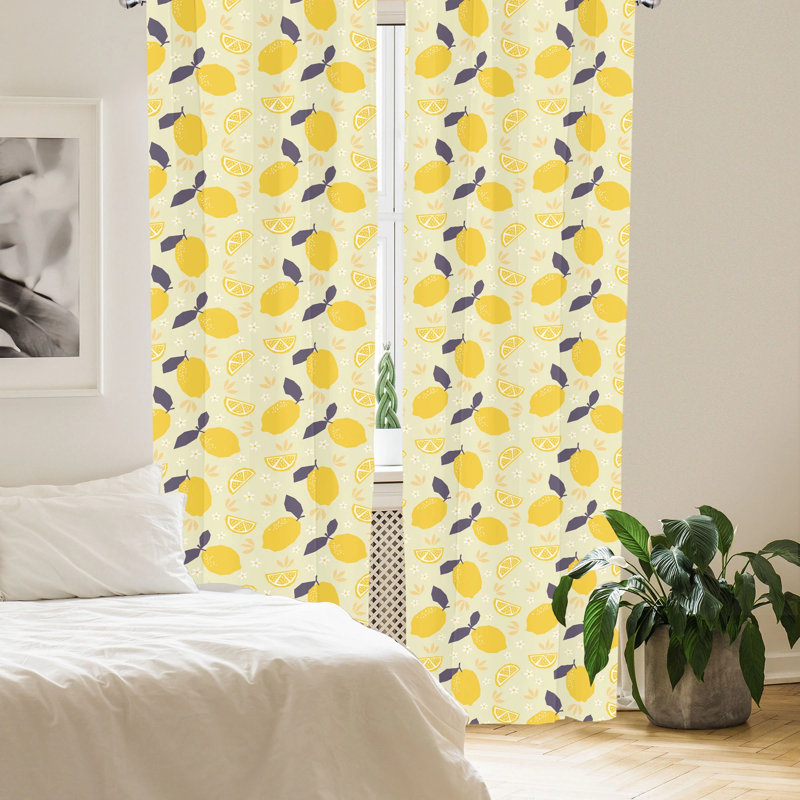 Paire de rideaux semi-transparents avec passe-tringle Fruit Art, l 28 po x L 63 po
