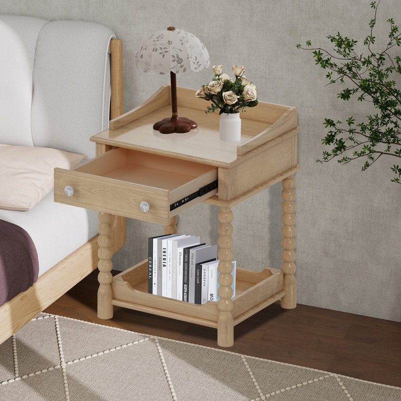 1 - Drawer Nightstand,Side Table With Shelf, Natural