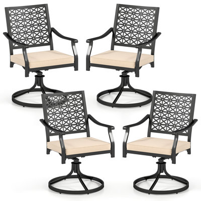 4 chaises de patio pivotantes avec coussins Patiojoy