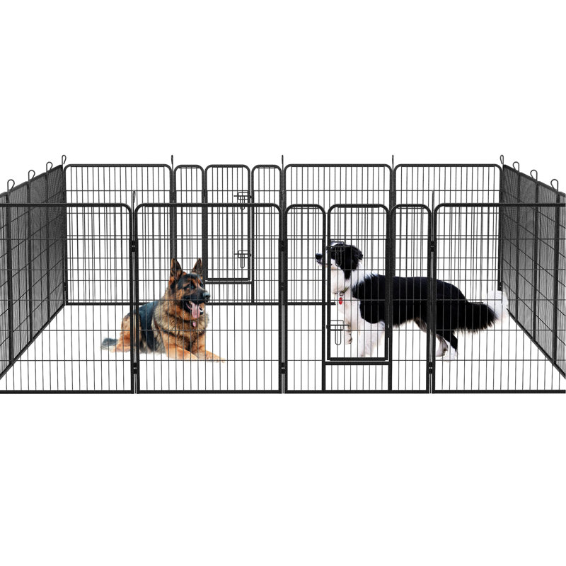 Parc pour chien d'extérieur de 40 po de hauteur, 16 panneaux, convenant à plusieurs types d'animaux, chiens de différentes tailles et de finition rouille, conception pliable