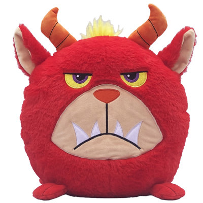 Hangry Petz: Rogue Monster - peluche animal rouge de 12 po, ventre pressé pour les sons, expression affamée et affamée, visage brodé, compagnon rond doux, enfants