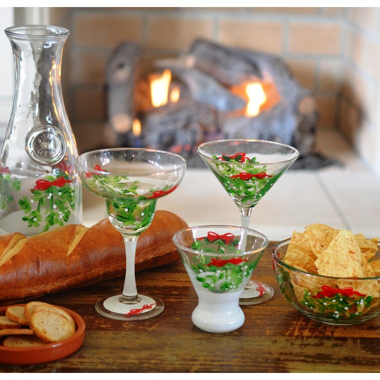 Mistletoe Pine 7 oz. Martini Glass (Set of 2) The Holiday Aisle