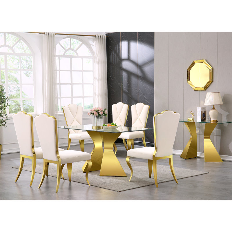 Chaise d'appoint Marcas, Or, Blanc