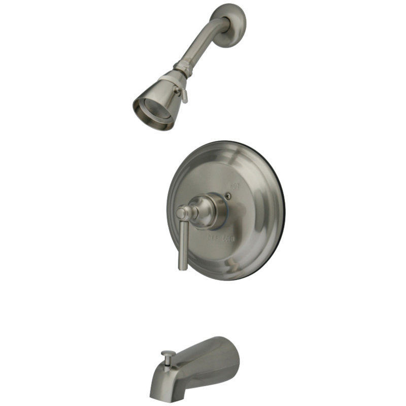 Kingston Brass Elinvar Single-Handle Pressure Balanced Tub and Shower Faucet, Brushed Nickel