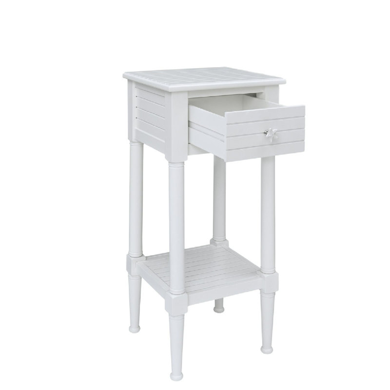 Table de bout avec 1 tiroir et cadre en bois Barrydale, Blanc
