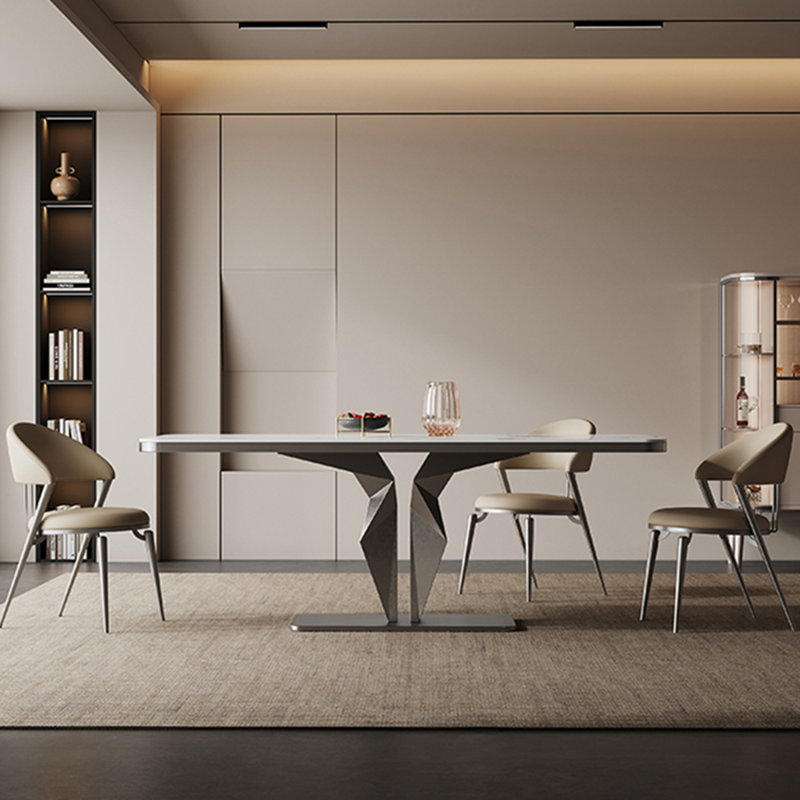 Table de salle à manger moderne et simple haut de gamme rectangulaire, H 29,5 po x L 55,1 po x P 31,5 po, Gris