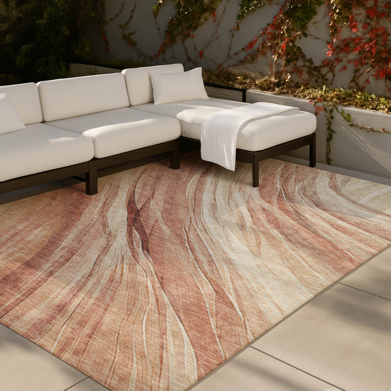 Tapis tourbillon intérieur / extérieur lavable à la machine ACN2871, Rosé, 3 pi x 5 pi
