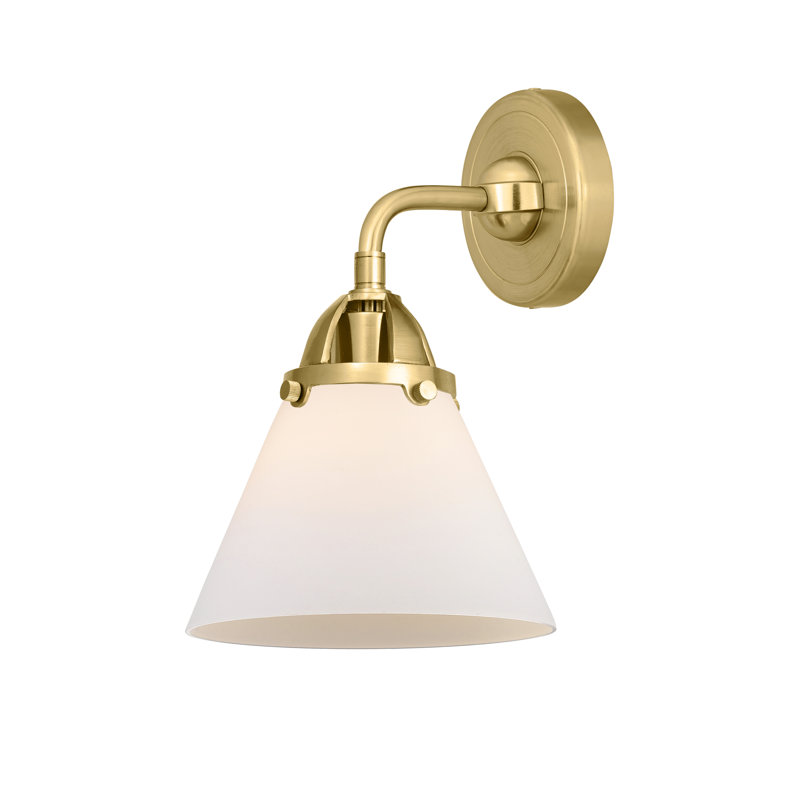 Shauna Steel Armed Sconce, Matte White, Satin Gold, Incandescent