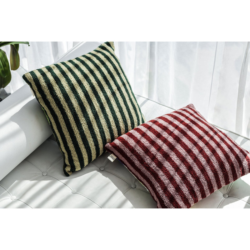 Jardin Green and Beige Striped Square Throw Pillow 20" x 20"