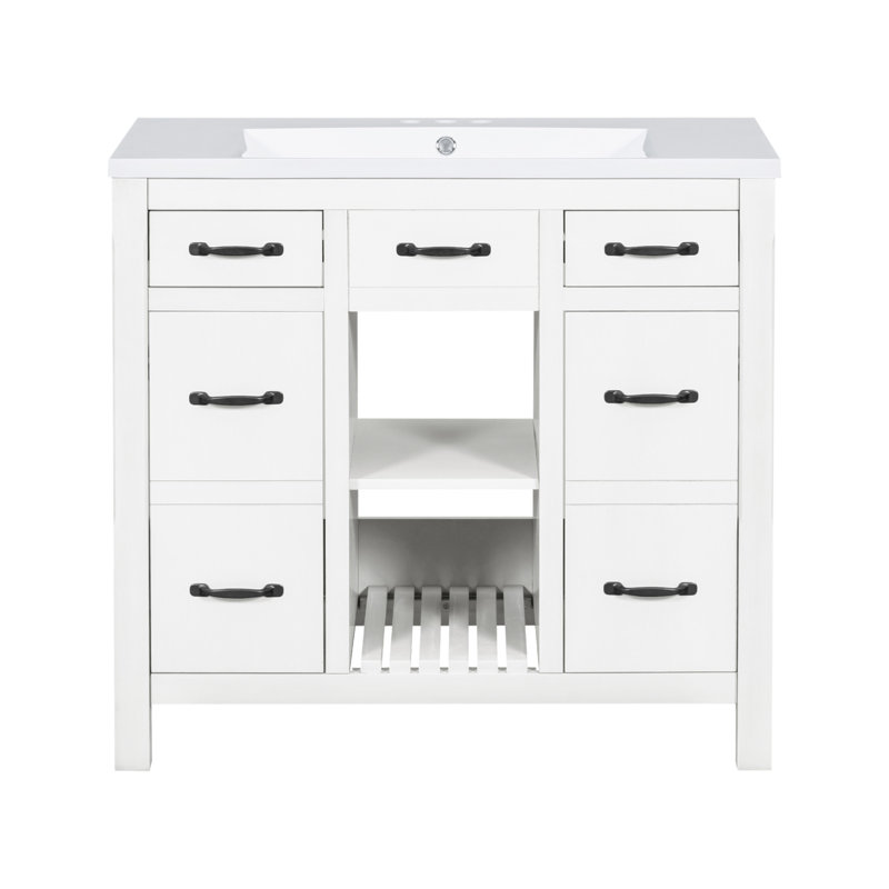 12 36 " Freestanding Standard Single Bathroom Vanity Base, White