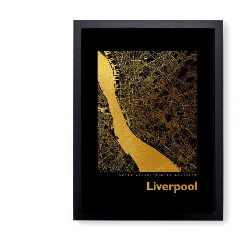 Liverpool Map - Single Picture Frame Print, 42.5cm H x 32.5cm W x 3.5cm D