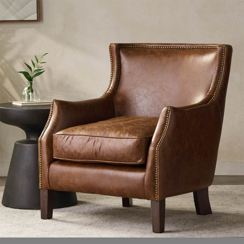 Fauteuil en cuir véritable Colyer