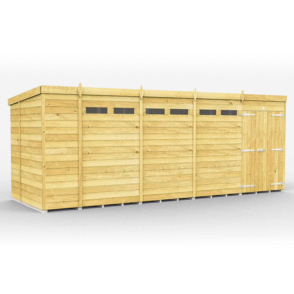 19ft x 6ft Pent Security Shed - Double Door