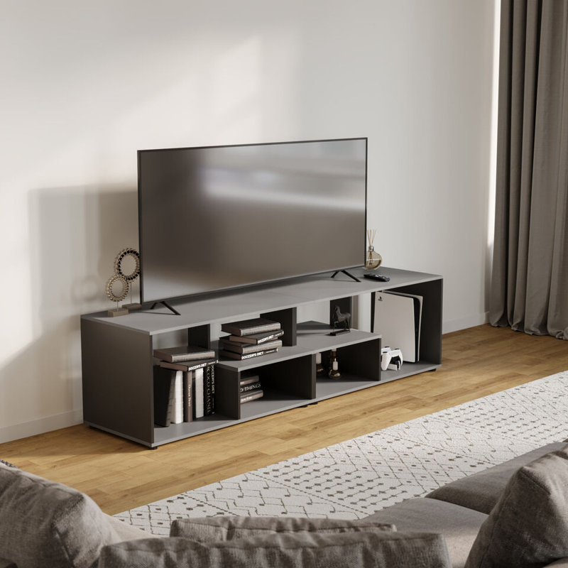Sester Solid Wood Coffee Table with Storage, Grey/Black