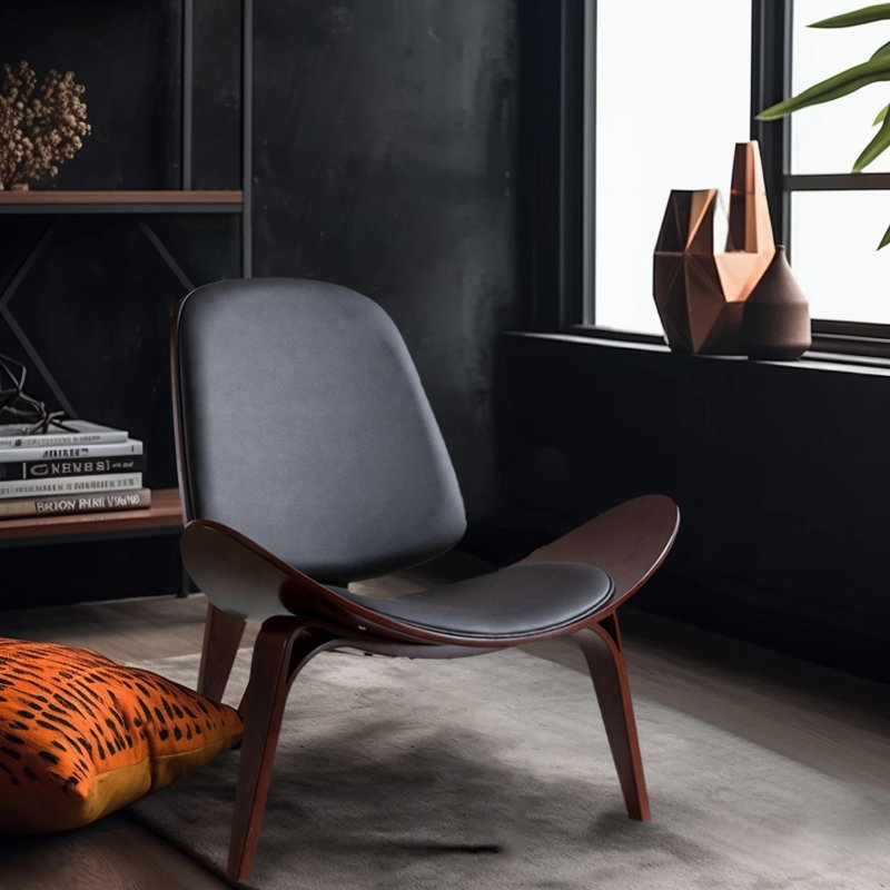 Chaise longue l 35,4 po, Similicuir noir
