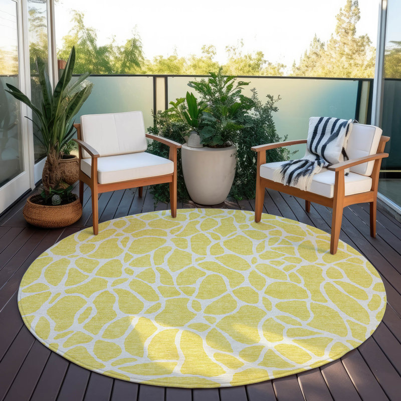 Tapis intérieur / extérieur jaune Zarelia , 8 pi x 8 pi