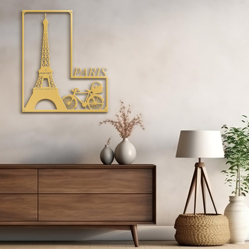 Décoration murale en métal Paris, Or, H 18 po x l 15,52 po x P 0,05 po