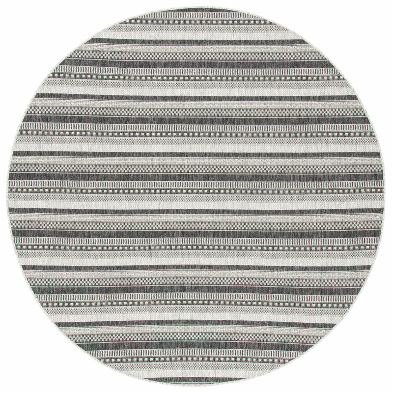 Sumas Performance Striped Indoor/Outdoor Area Rug, Round 6'7"