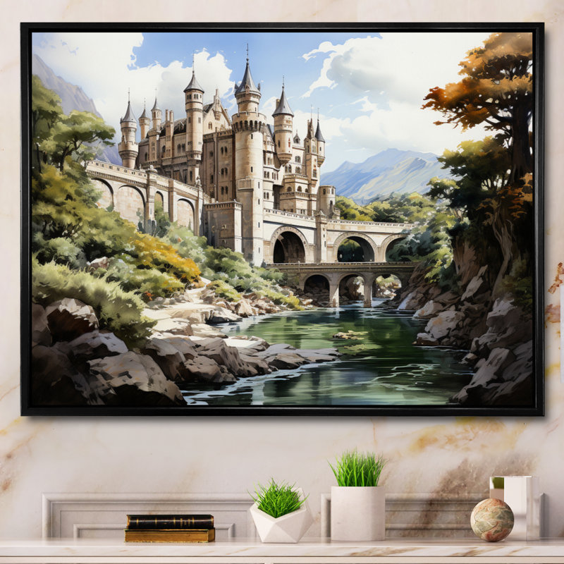 Marlyna " Fortresses Majestic Guardians XI ", H 34 po x l 44 po, Cadre flottant noir