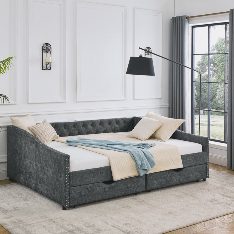 Nadege Upholstered Daybed, Gray, Queen