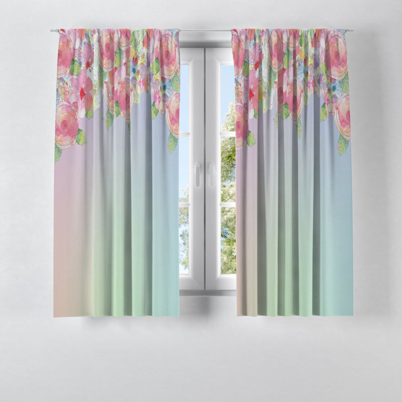 Panneaux de rideaux semi-transparents à motif floral, L 40 po x L 52 po