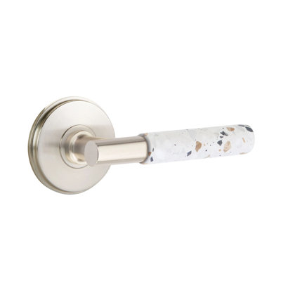 Mortaise intérieure Emtek Select avec rosette Watford et tige en T, levier Terrazzo clair