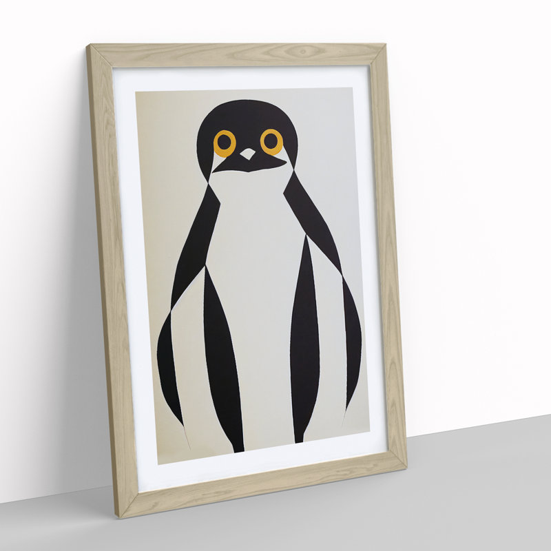 Penguin Abstract Art No.2 - Wall Art, 66cm H x 48cm W, Oak Framed Paper, White