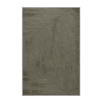 Machine Washable Abstract Gray Area Rug