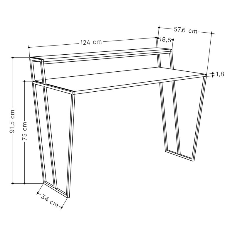 Aires Iron Writing Desk, Oak