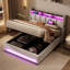 Queen Size Upholstered Platform Bed With A Hydraulic Storage System, LED And USB Charging-834844731-834844729