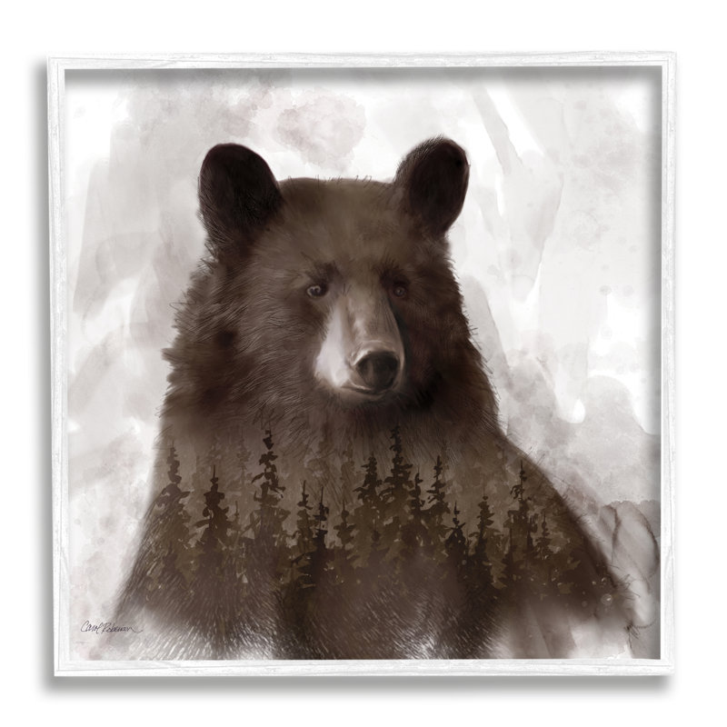 Woodland Brown Bear Portrait, Giclée encadrée blanc bord de mer, H 12 po x l 12 po x P 1,5 po