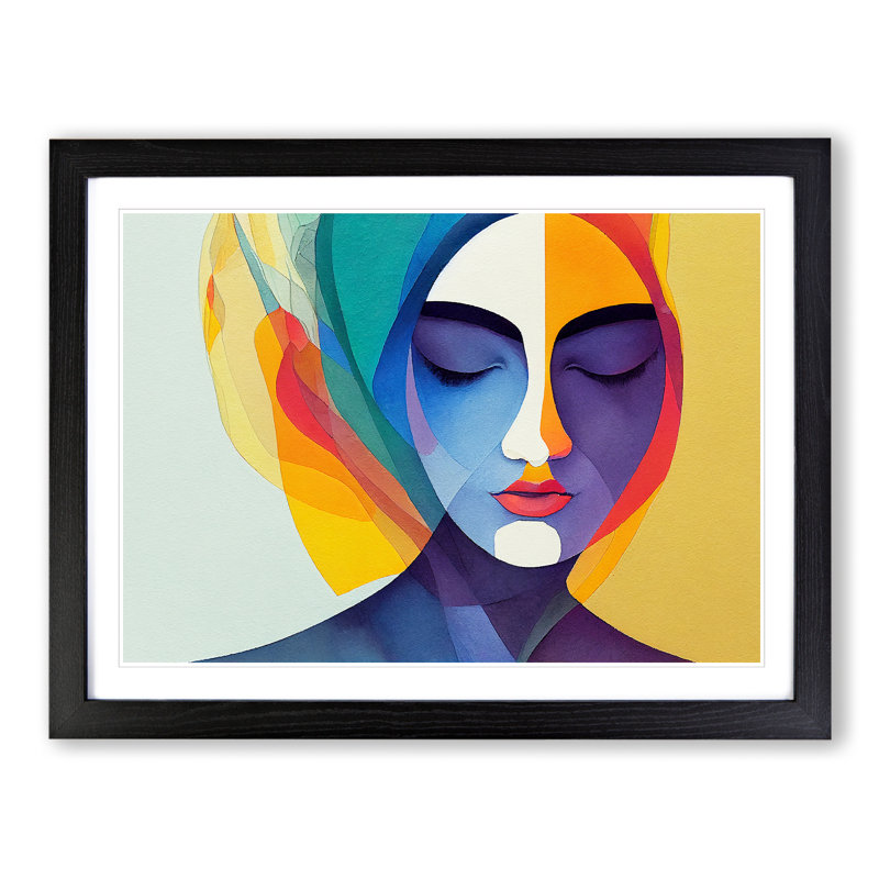 Watercolour Woman Vol.2 Abstract - Single Picture Frame Print, Black, 46cm H x 64cm W
