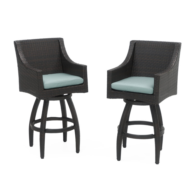 Tabouret de bar 30 po avec housses de coussin Sunbrella Fionnula, Toile spa Sunbrella®