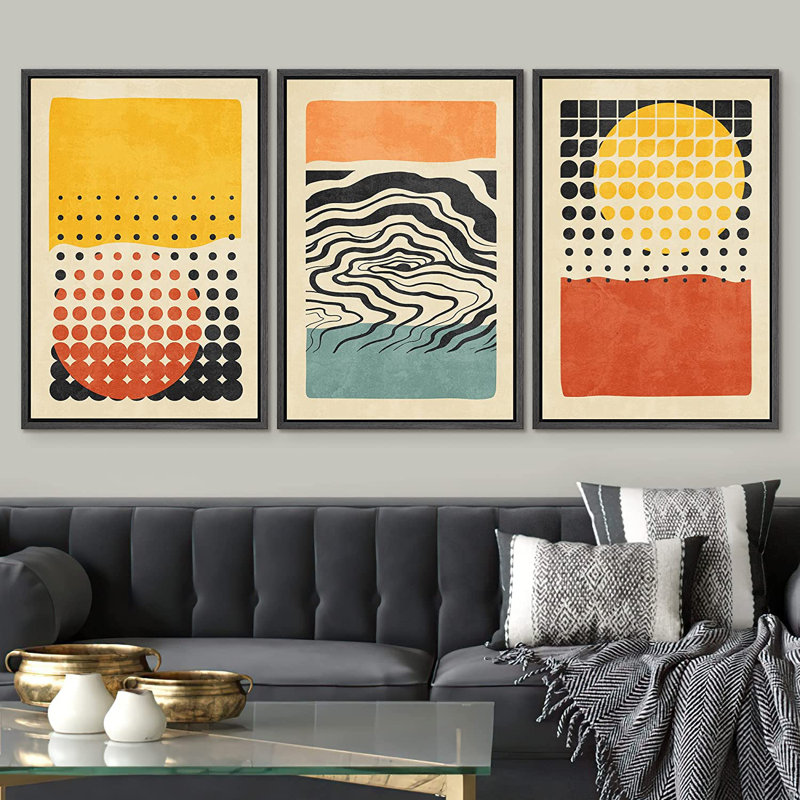 Mid-Century Colorful Polygon Collage Abstract Geometric